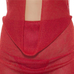 Deep V-Neck Backless See-through Halter Sexy Lingerie Dress Red