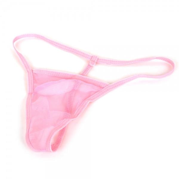 Glossy Deep V-neck Lace Women's Lingerie Pink