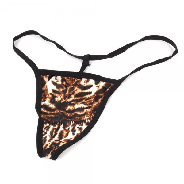 Leopard Print Dress Sleepwear Lingerie with G-string Brown & Black