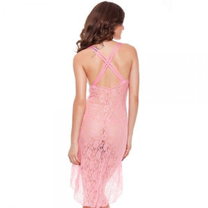 Falbala Open Front Sexy Lingerie Nightdress Sleepwear Rose Red