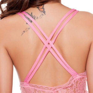 Falbala Open Front Sexy Lingerie Nightdress Sleepwear Rose Red