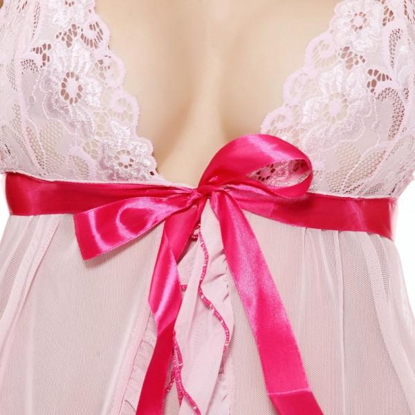 Low-Cut Sexy Lingerie Nightdress Sleepwear Black