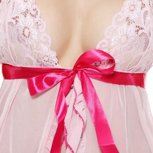 Low-Cut Sexy Lingerie Nightdress Sleepwear Black